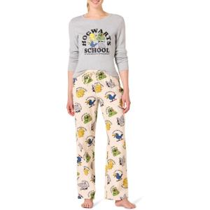 imageAmazon Essentials Harry Potter  Looney Tunes Womens Lightweight Flannel Pant and LongSleeve TShirt Sleep SetHarry Potter Hogwarts  Womens