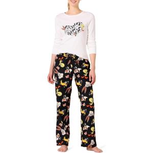imageAmazon Essentials Harry Potter  Looney Tunes Womens Lightweight Flannel Pant and LongSleeve TShirt Sleep SetLooney Tunes Gang  Womens