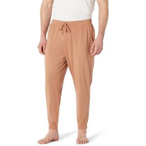 imageAmazon Essentials Mens Knit Cotton Blend Jogger Pajama PantsLight Brown
