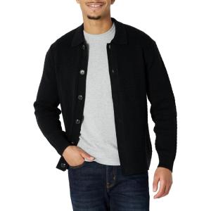 imageAmazon Essentials Mens RelaxedFit Collared Cardigan SweaterBlack