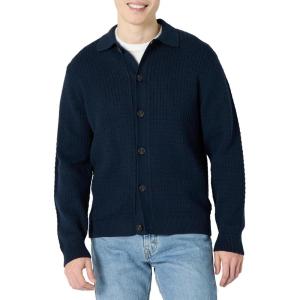 imageAmazon Essentials Mens RelaxedFit Collared Cardigan SweaterNavy