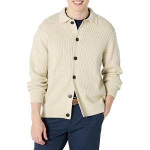 imageAmazon Essentials Mens RelaxedFit Collared Cardigan SweaterSand Heather