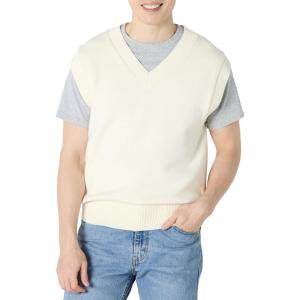 imageAmazon Essentials Mens RelaxedFit VNeck Sweater VestIvory