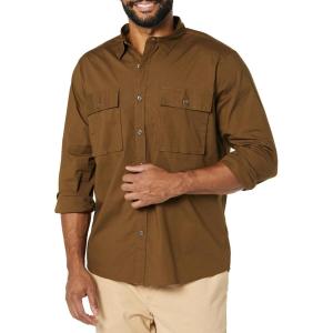 imageAmazon Essentials Mens StandardFit LongSleeve TwoPocket Utility Shirt Previously GoodthreadsDark Olive