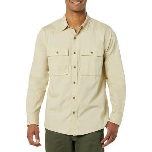 imageAmazon Essentials Mens StandardFit LongSleeve TwoPocket Utility Shirt Previously GoodthreadsLight Tan