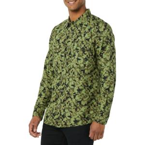 imageAmazon Essentials Mens StandardFit LongSleeve TwoPocket Utility Shirt Previously GoodthreadsOlive Camo Print