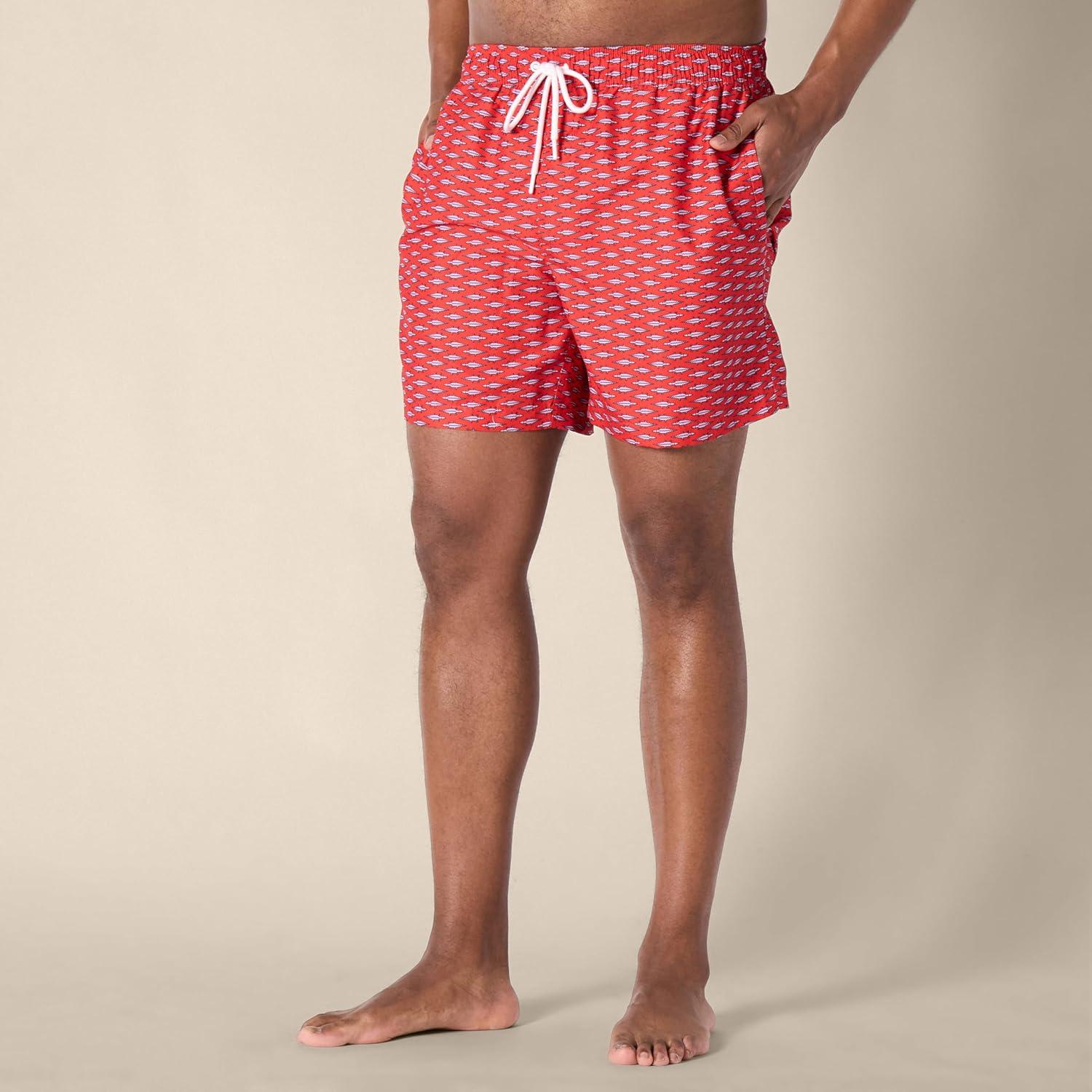 imageAmazon Essentials Mens 7quot QuickDry Swim TrunkLilac Red Crocodiles