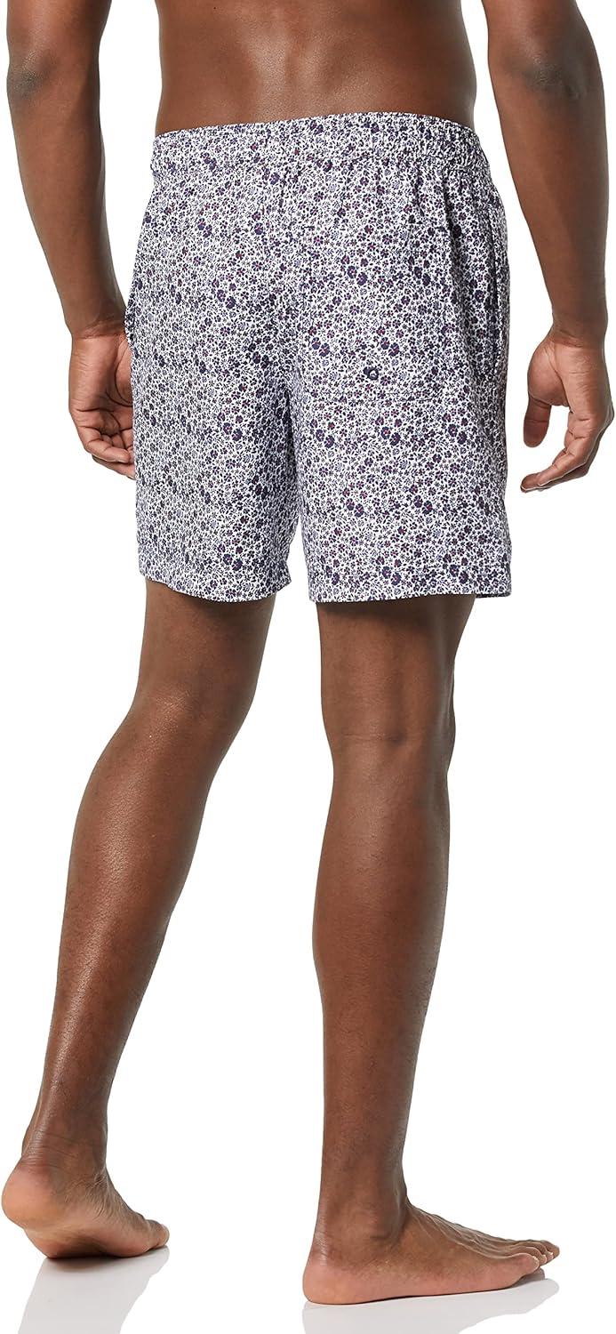 imageAmazon Essentials Mens 7quot QuickDry Swim TrunkNavy White Ditsy Floral