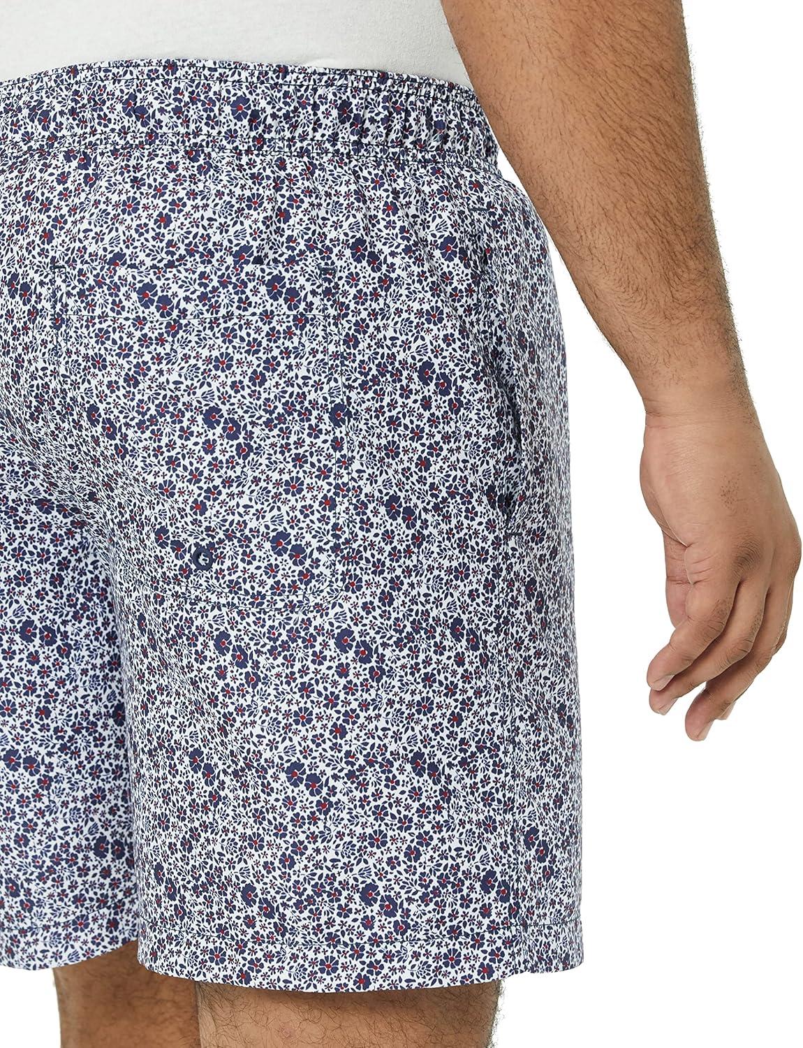 imageAmazon Essentials Mens 7quot QuickDry Swim TrunkNavy White Ditsy Floral
