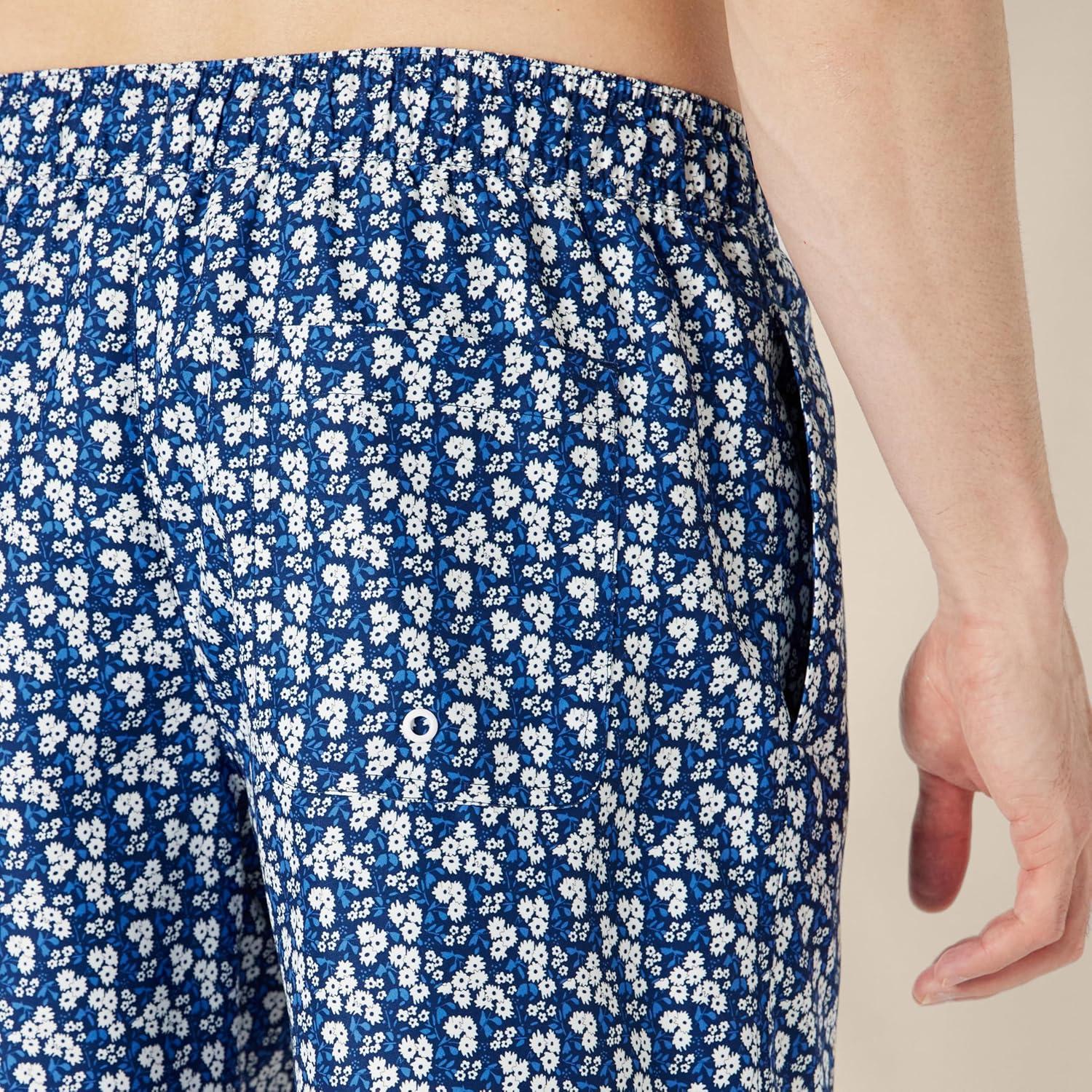 imageAmazon Essentials Mens 7quot QuickDry Swim TrunkNavy White Posey Floral