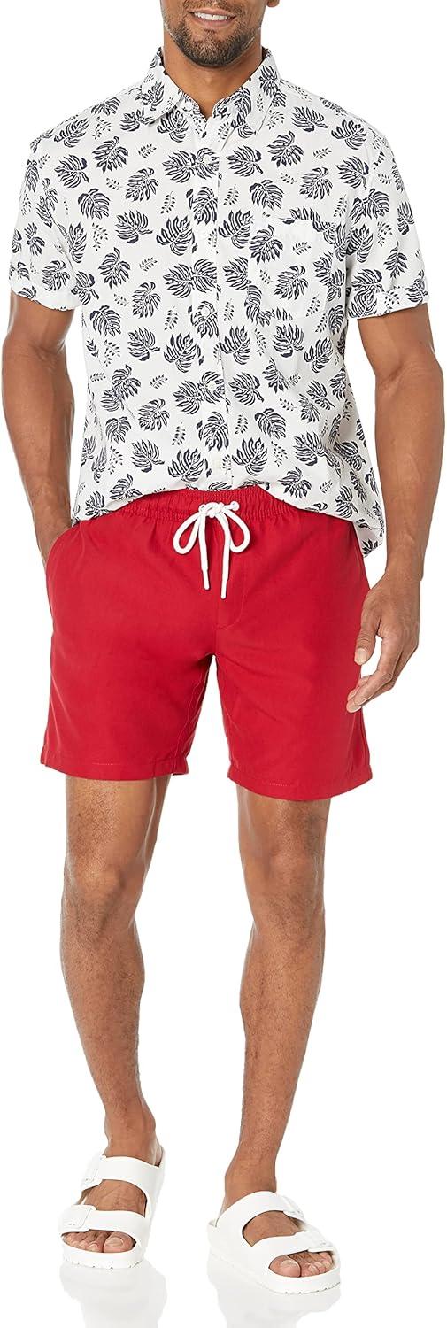 imageAmazon Essentials Mens 7quot QuickDry Swim TrunkRed