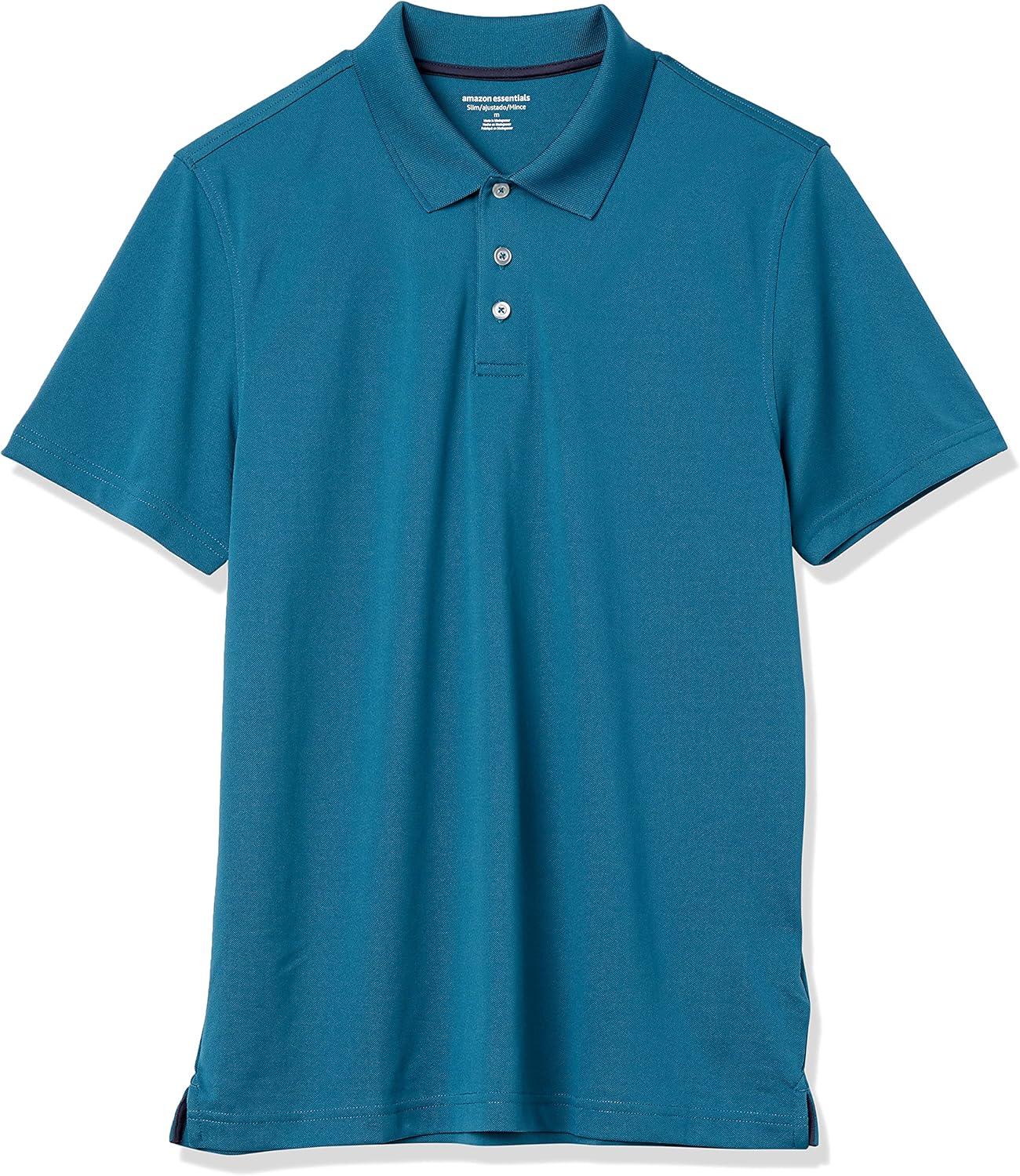 imageAmazon Essentials Mens SlimFit QuickDry Golf Polo Shirt  Discontinued ColorsDark Blue