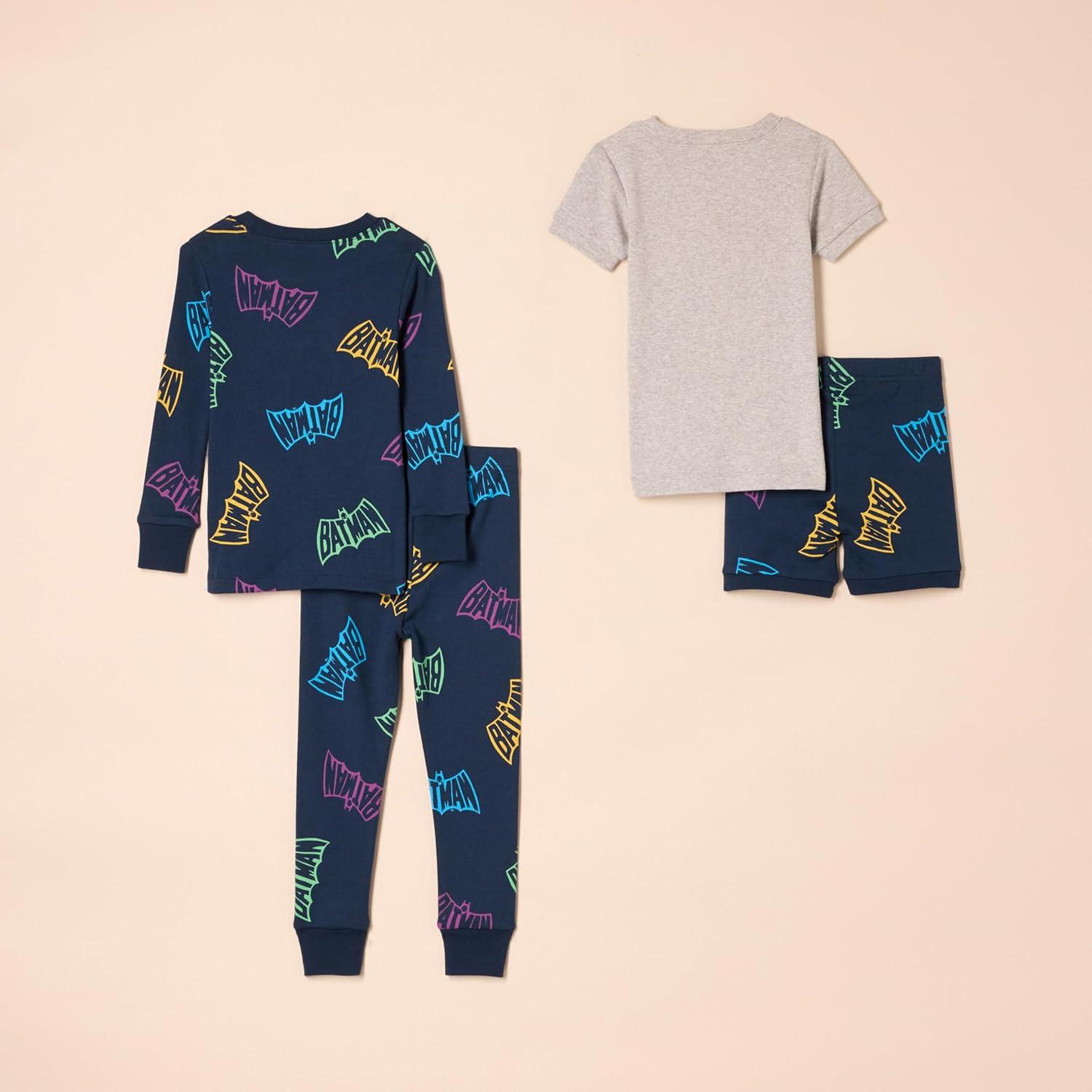 imageAmazon Essentials Unisex Babies Toddlers and Kids SnugFit Cotton Pajama Sleepwear SetsBatman Logo  Kids