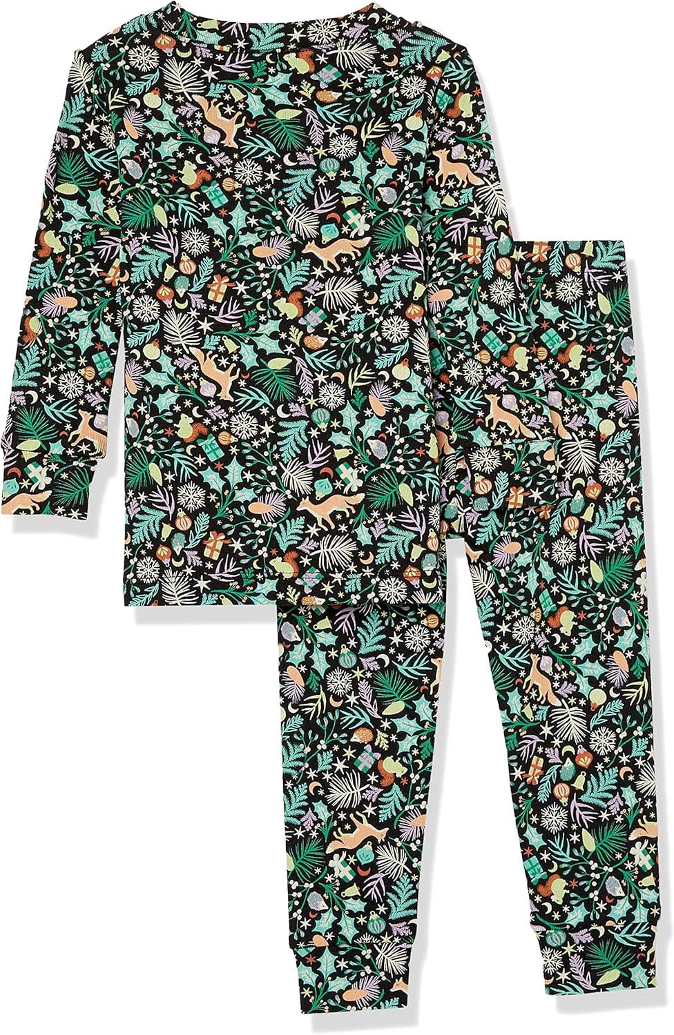 imageAmazon Essentials Unisex Babies Toddlers and Kids SnugFit Cotton Pajama Sleepwear SetsBlack Folkloric