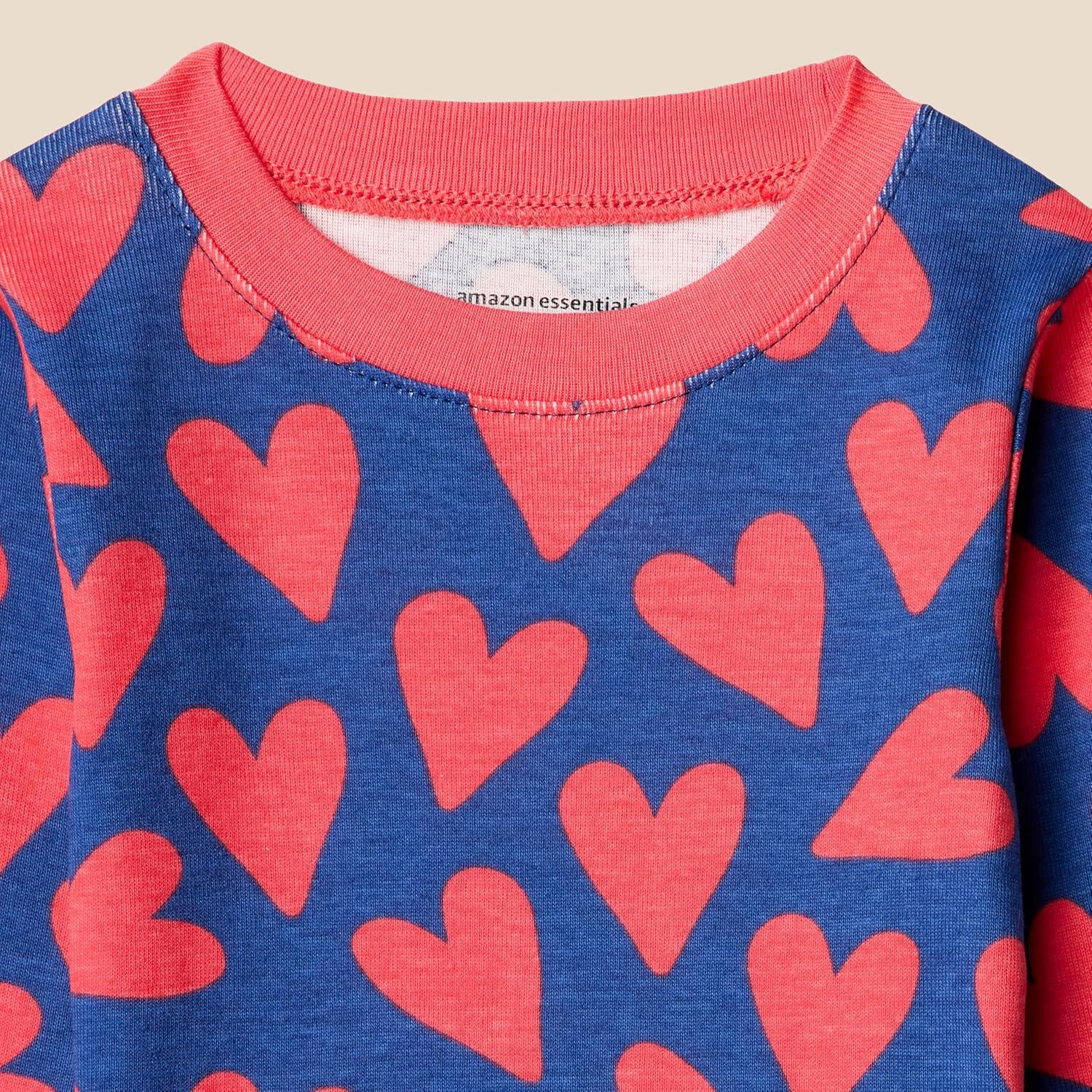 imageAmazon Essentials Unisex Babies Toddlers and Kids SnugFit Cotton Pajama Sleepwear SetsBlue Orange Hearts