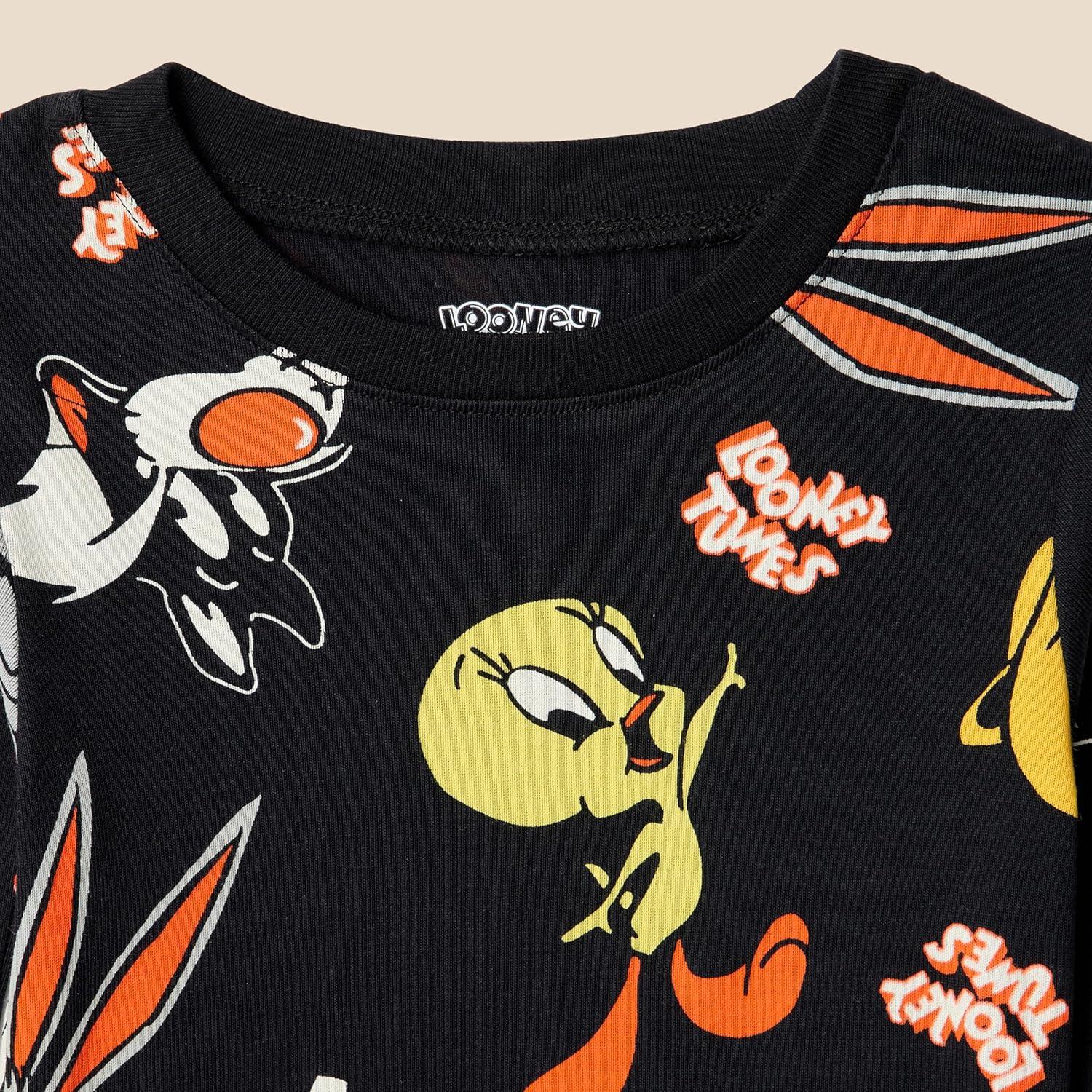 imageAmazon Essentials Unisex Babies Toddlers and Kids SnugFit Cotton Pajama Sleepwear SetsLooney Tunes Gang  Kids