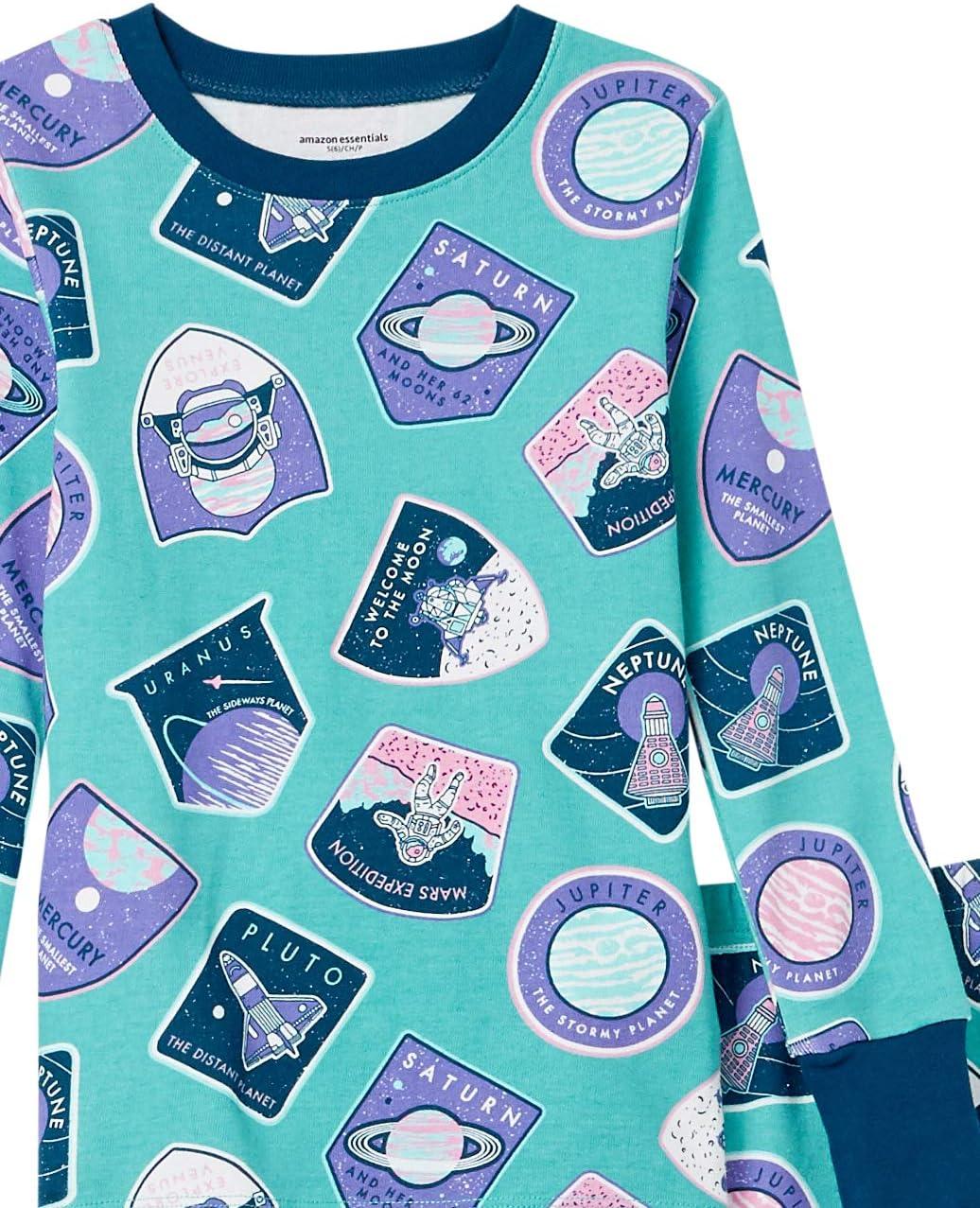 imageAmazon Essentials Unisex Babies Toddlers and Kids SnugFit Cotton Pajama Sleepwear SetsPlanet PrintSpace