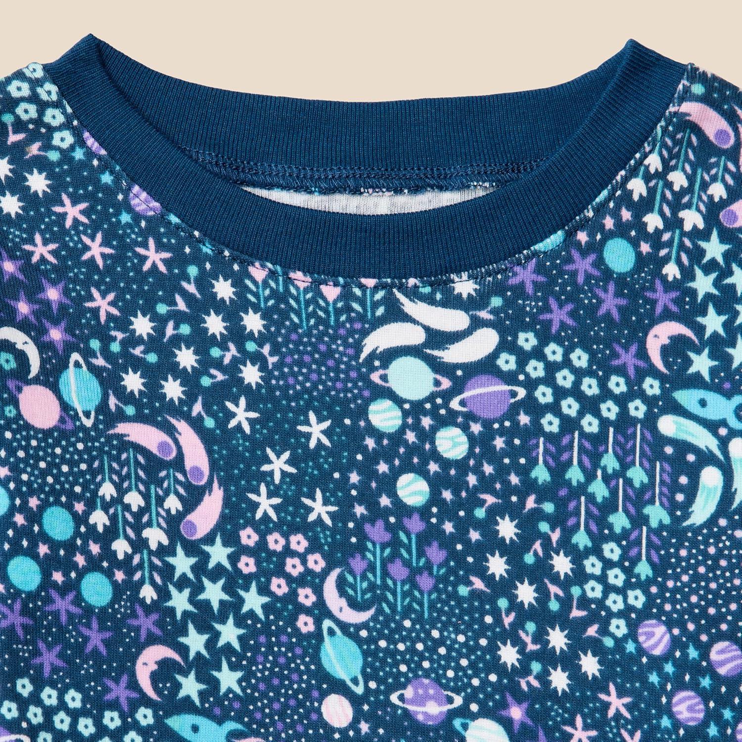 imageAmazon Essentials Unisex Babies Toddlers and Kids SnugFit Cotton Pajama Sleepwear SetsPlanetStars Print