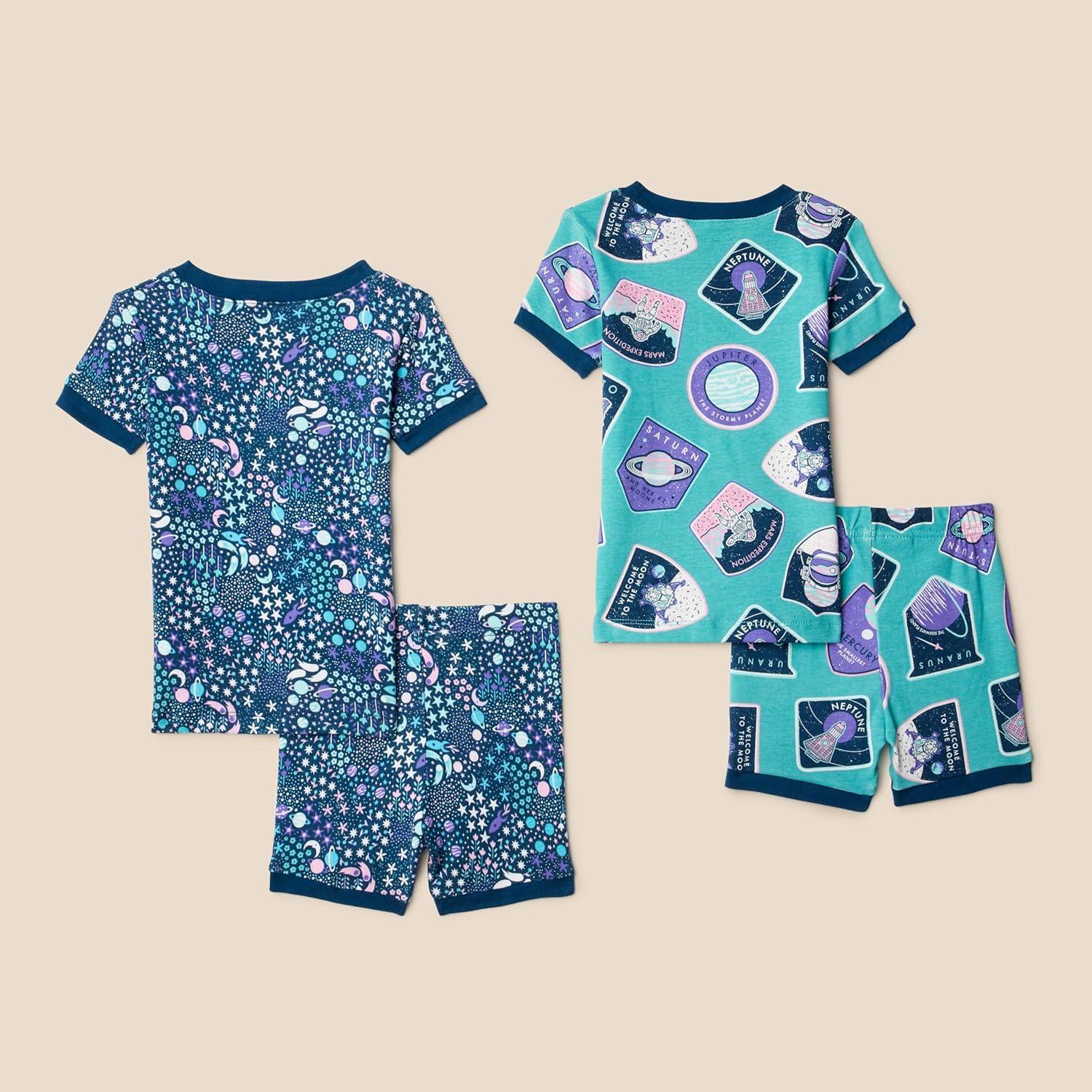 imageAmazon Essentials Unisex Babies Toddlers and Kids SnugFit Cotton Pajama Sleepwear SetsPlanetStars Print