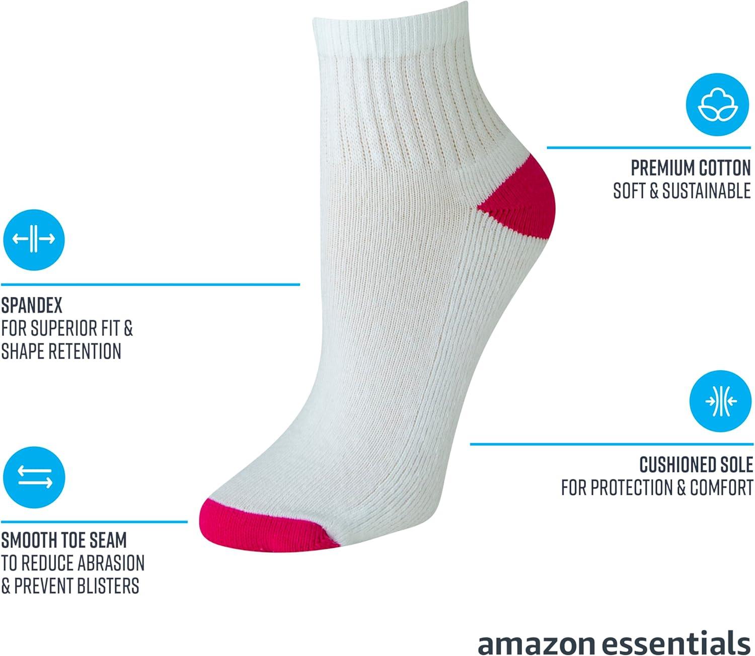 imageAmazon Essentials Womens Cotton Ankle Socks Lightly Cushioned 10 PairsWhite