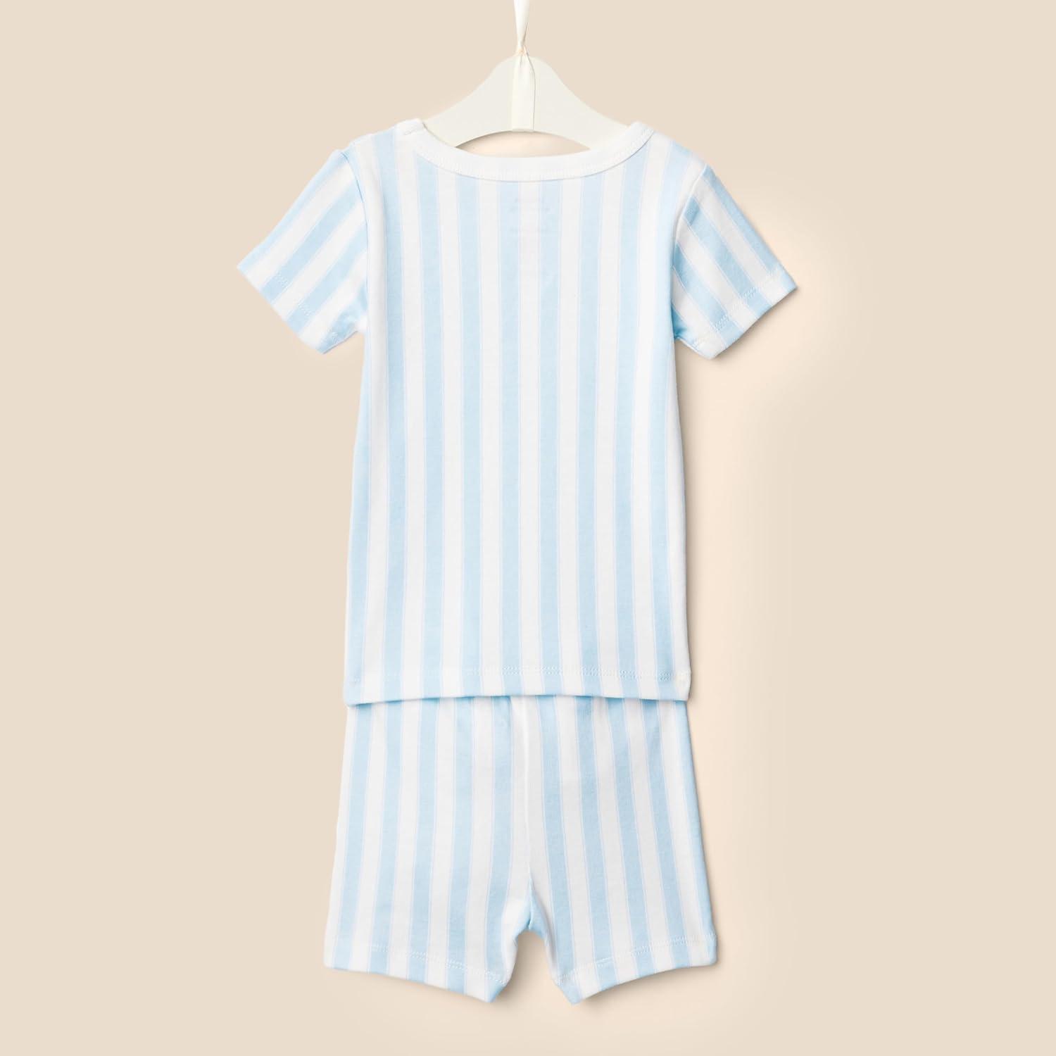 imageAmazon Essentials x Sofia Grainge Mommy and Me Short Sleeve Pajama SetPale Blue Bold Stripe