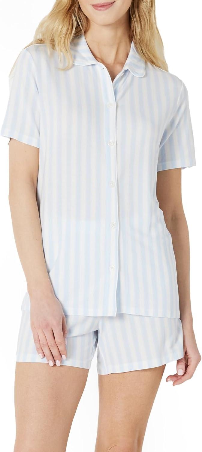 imageAmazon Essentials x Sofia Grainge Mommy and Me Short Sleeve Pajama SetPale Blue Bold Stripe