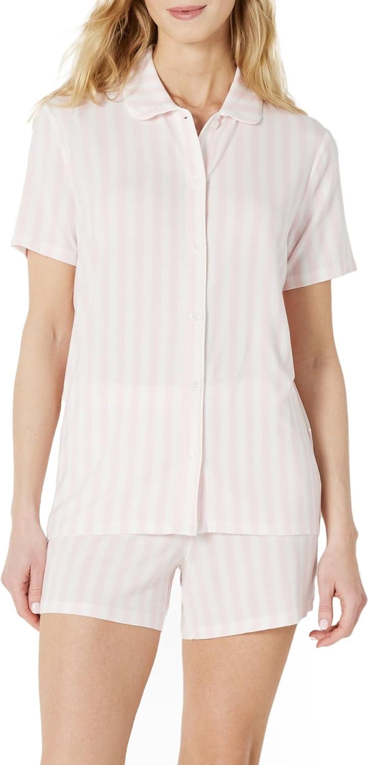 imageAmazon Essentials x Sofia Grainge Mommy and Me Short Sleeve Pajama SetPale Pink Bold Stripe