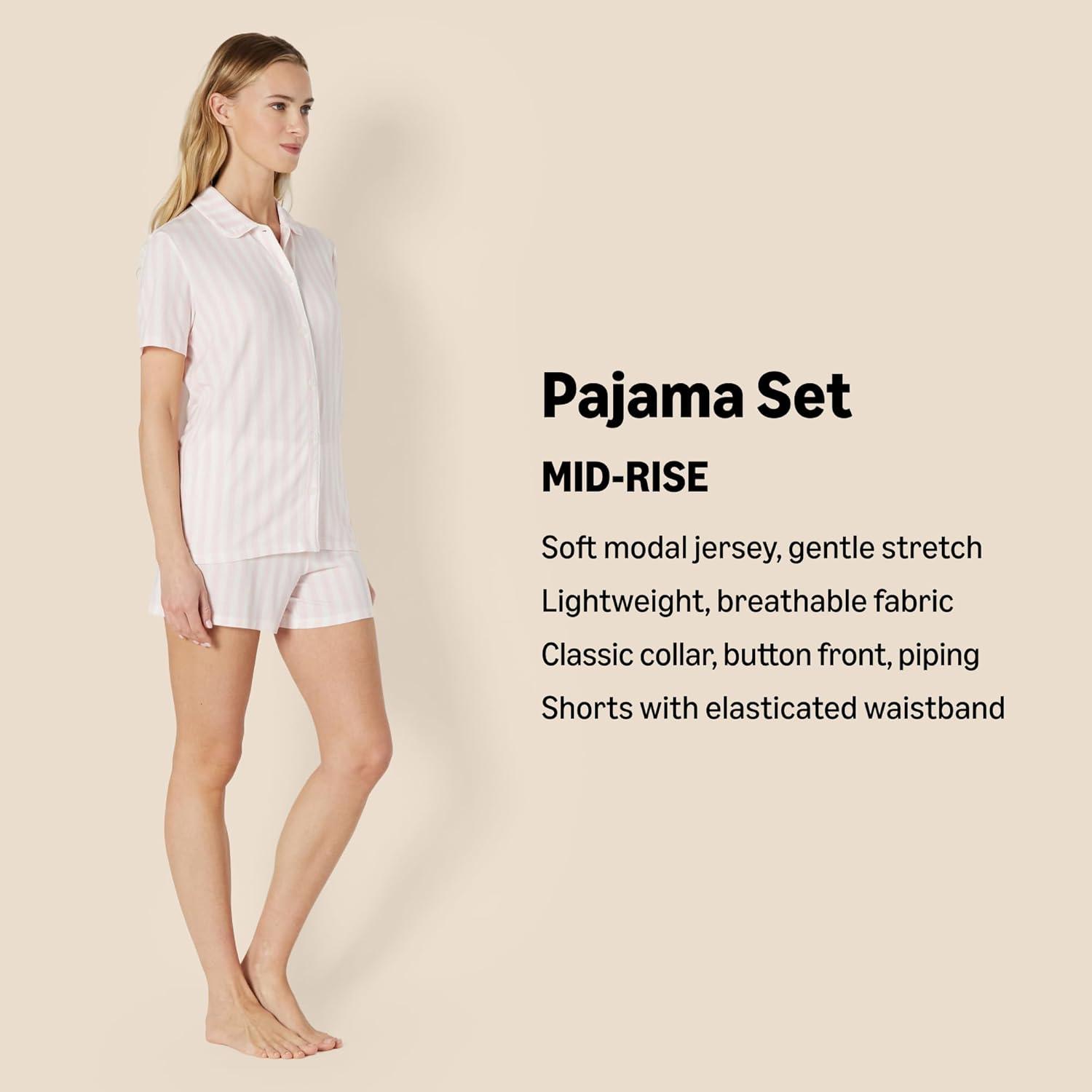 imageAmazon Essentials x Sofia Grainge Mommy and Me Short Sleeve Pajama SetPale Pink Bold Stripe