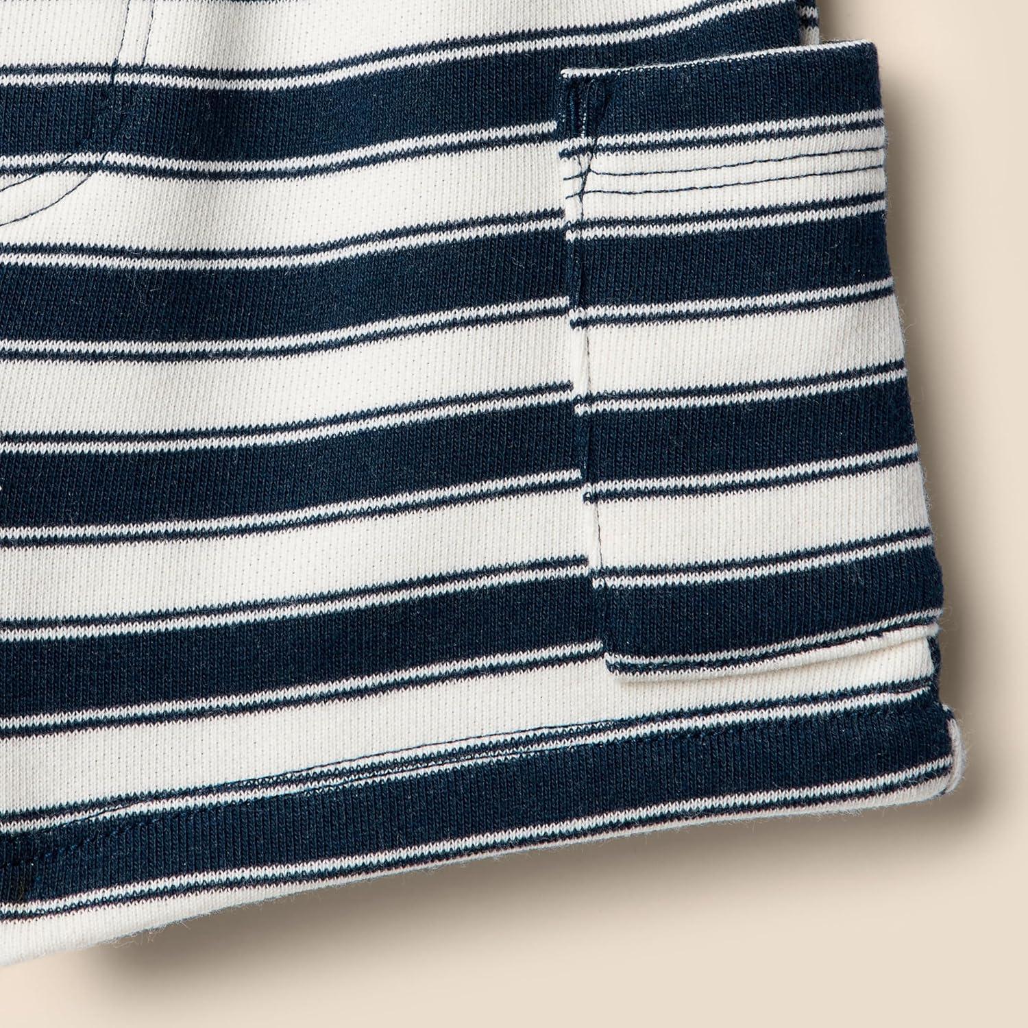 imageAmazon Essentials x Sofia Grainge Toddlers and Baby Boys Regular Fit TShirt and Short SetIvory Navy Stripe
