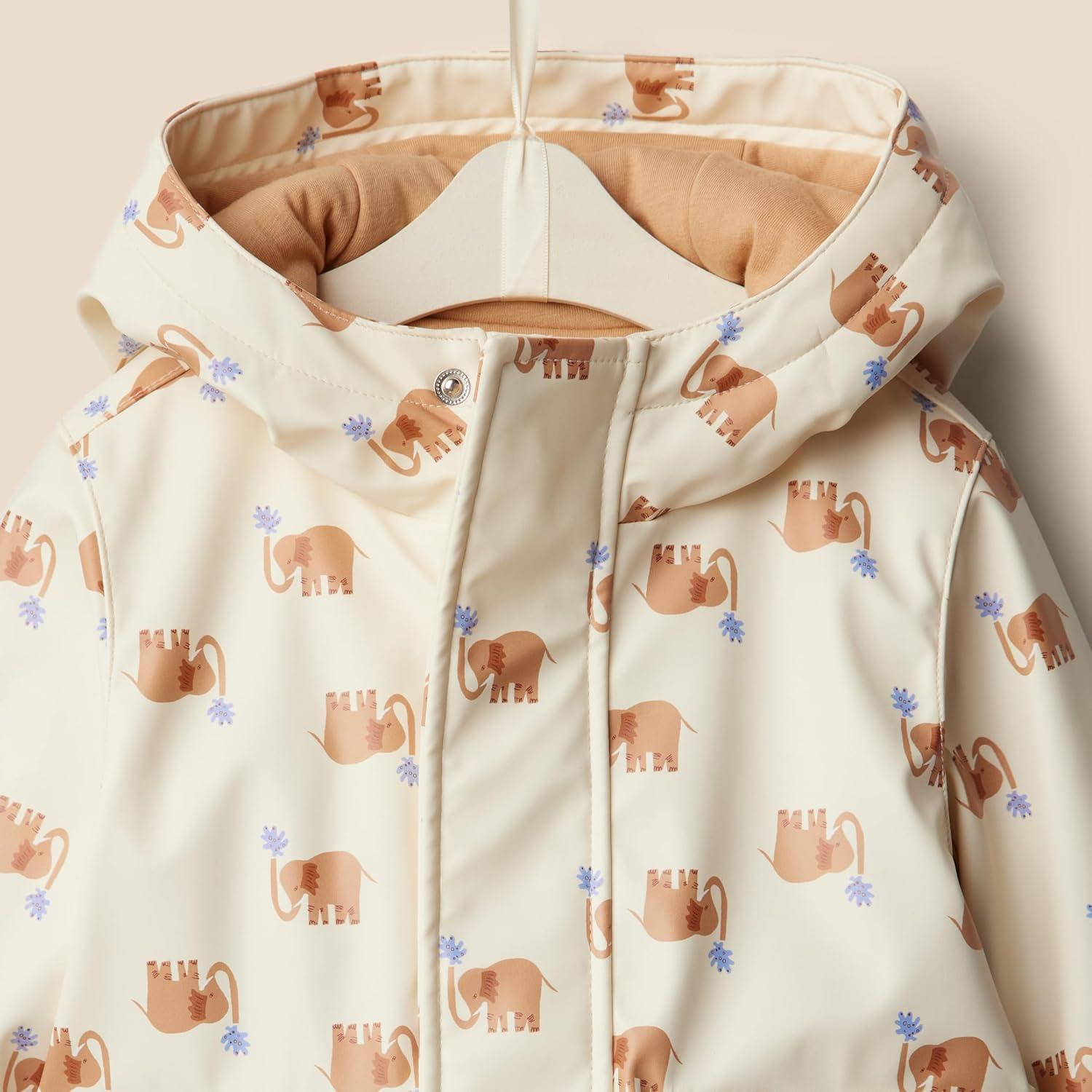 imageAmazon Essentials x Sofia Grainge Toddlers and Baby Boys WaterRepellent Rain JacketIvory Elephants