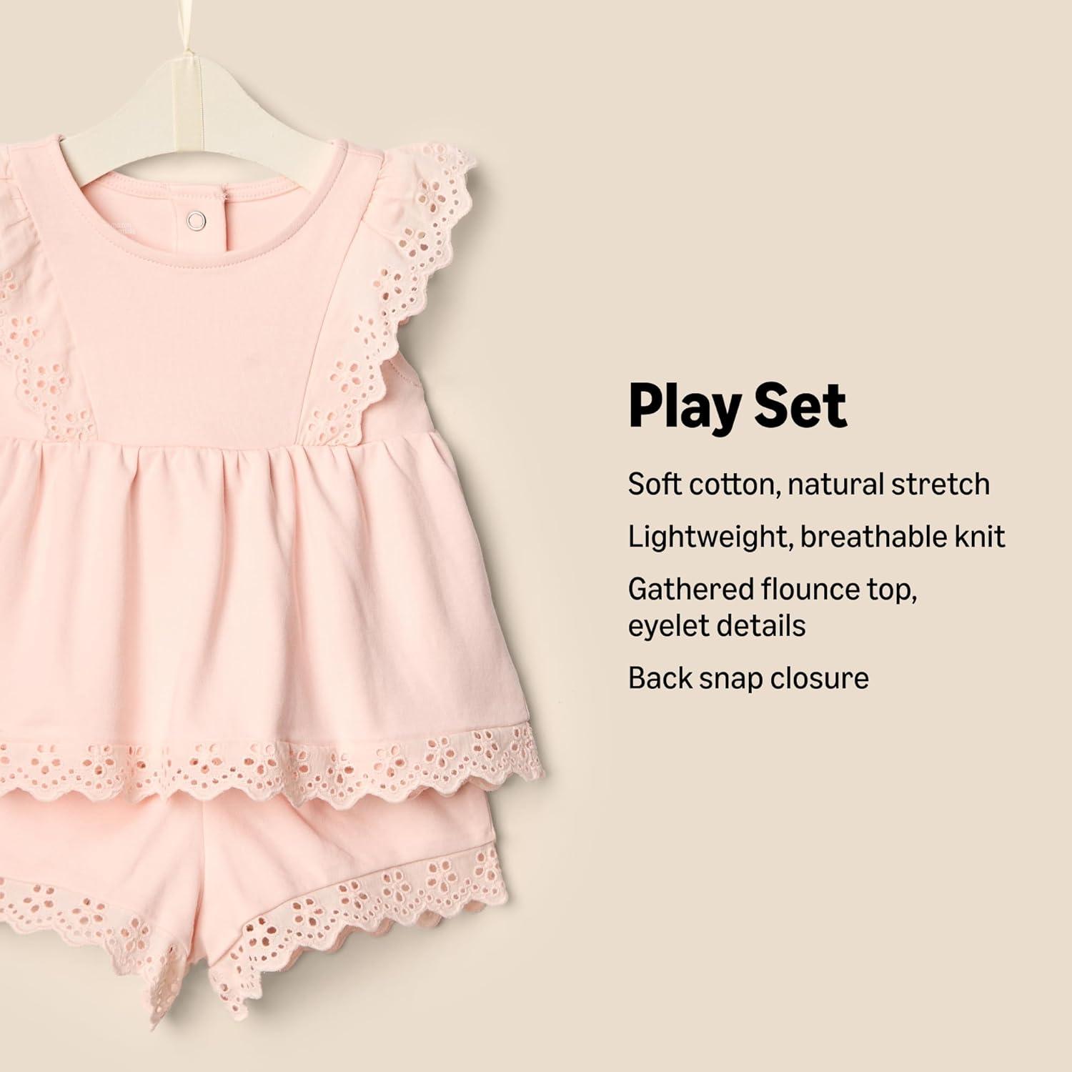 imageAmazon Essentials x Sofia Grainge Toddlers and Baby Girls Eyelet Short ampamp Top SetLight Pink