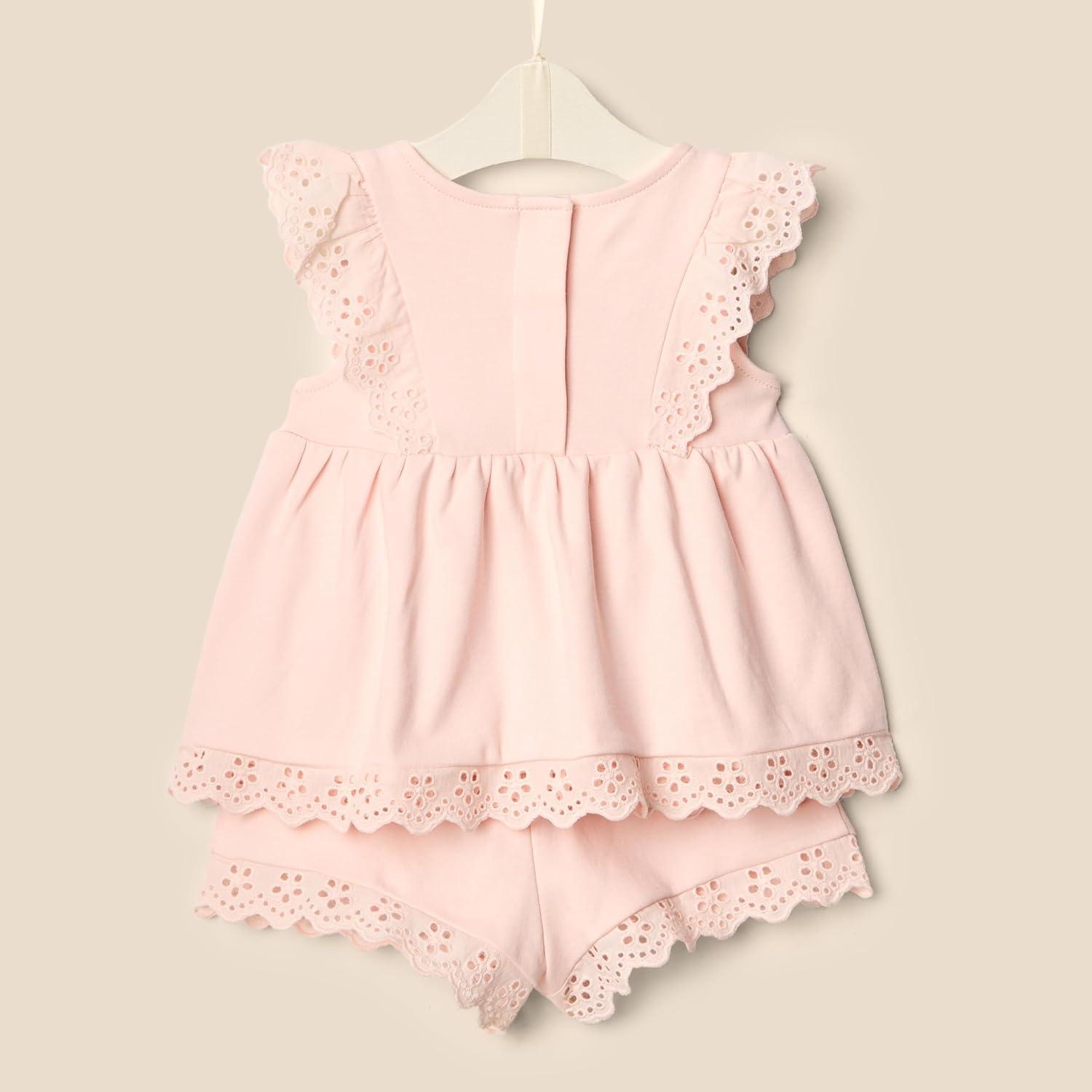 imageAmazon Essentials x Sofia Grainge Toddlers and Baby Girls Eyelet Short ampamp Top SetLight Pink