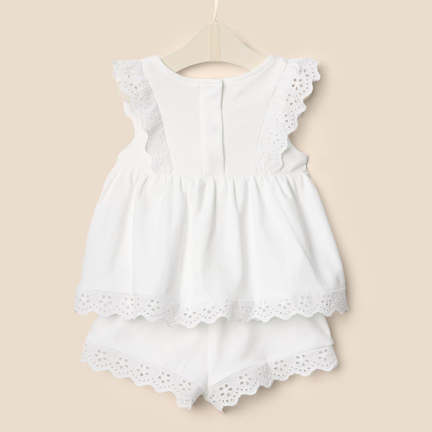 imageAmazon Essentials x Sofia Grainge Toddlers and Baby Girls Eyelet Short ampamp Top SetWhite