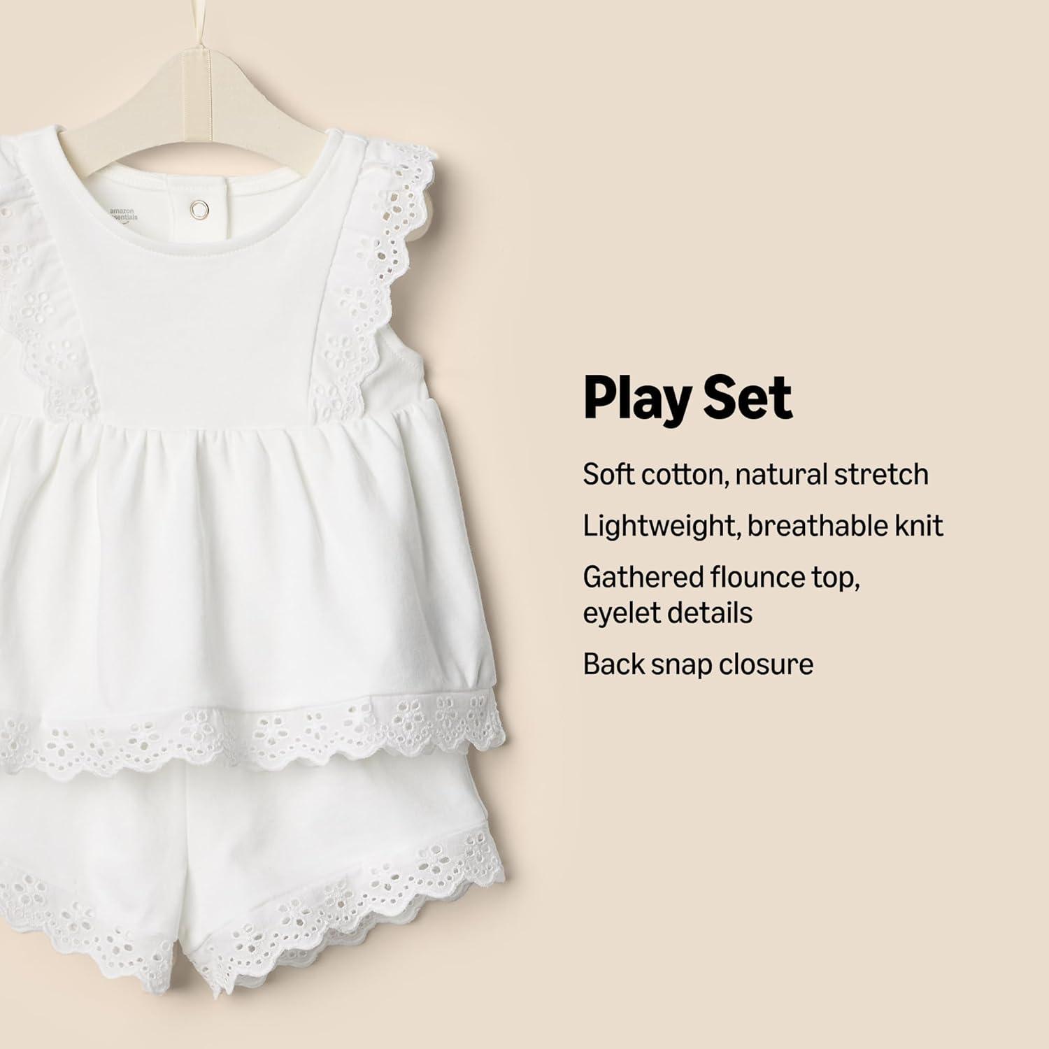 imageAmazon Essentials x Sofia Grainge Toddlers and Baby Girls Eyelet Short ampamp Top SetWhite