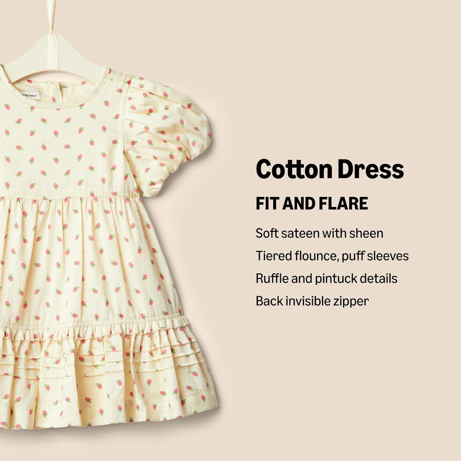 imageAmazon Essentials x Sofia Grainge Toddlers and Baby Girls Puff Sleeve DressBright Pink Little Strawberries