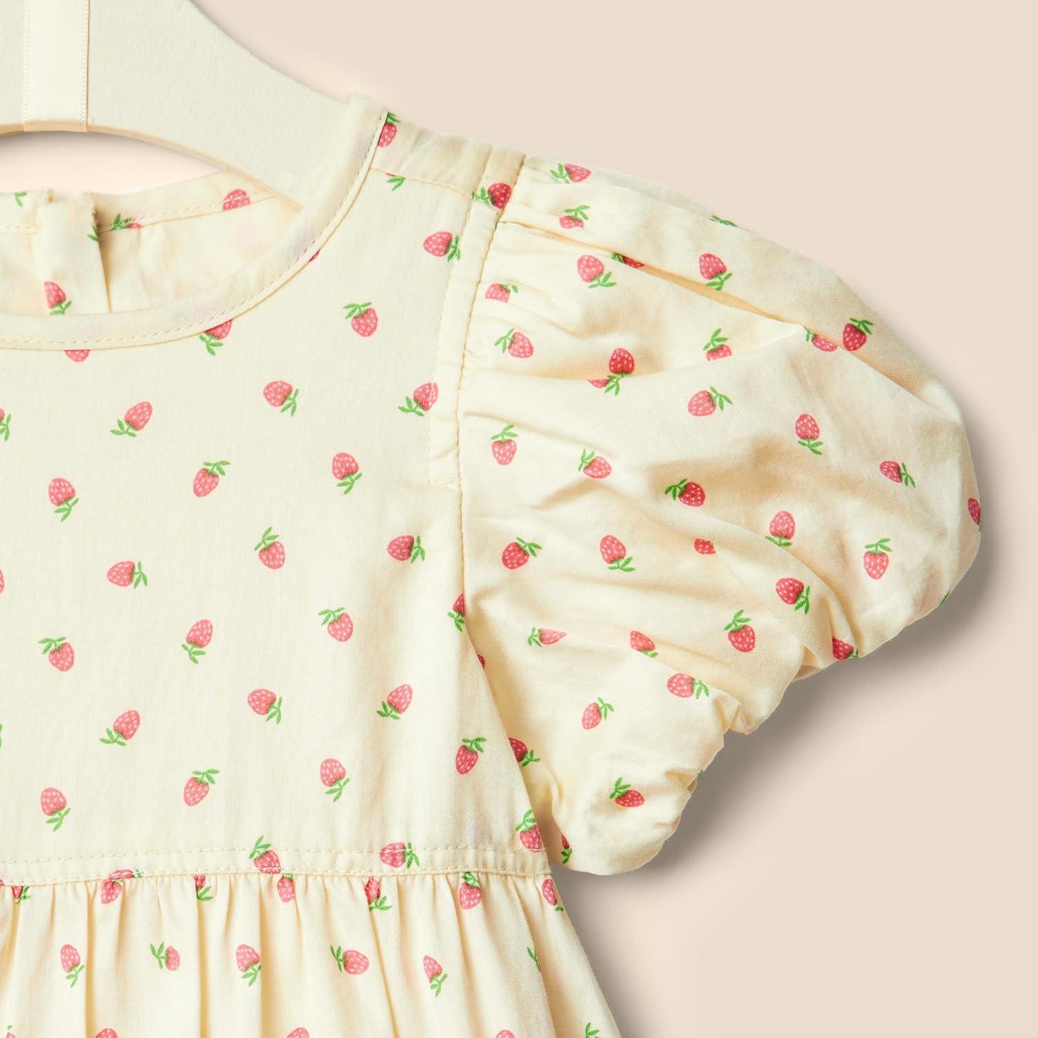 imageAmazon Essentials x Sofia Grainge Toddlers and Baby Girls Puff Sleeve DressBright Pink Little Strawberries