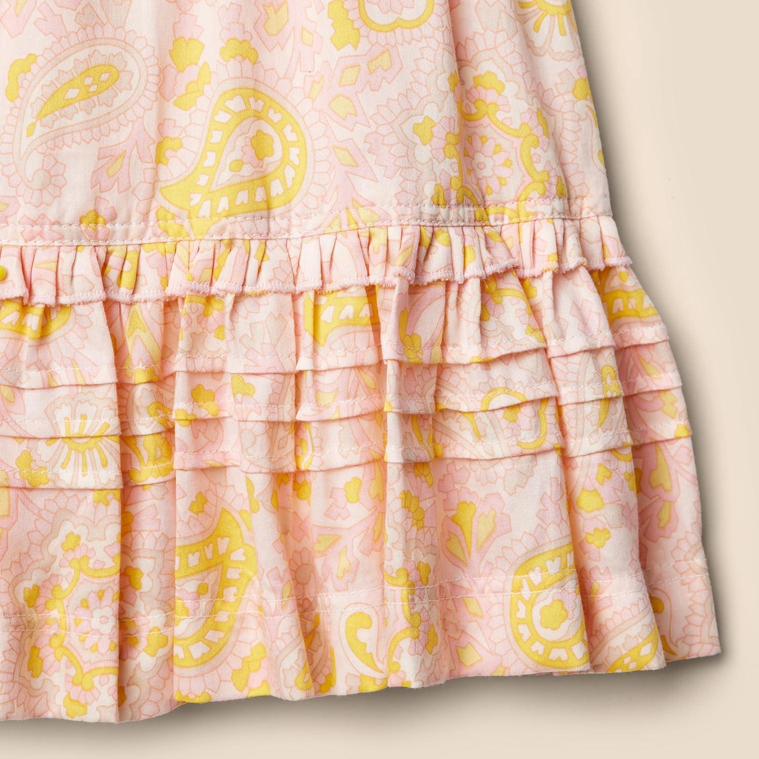 imageAmazon Essentials x Sofia Grainge Toddlers and Baby Girls Puff Sleeve DressShell Pink Ornate Paisley