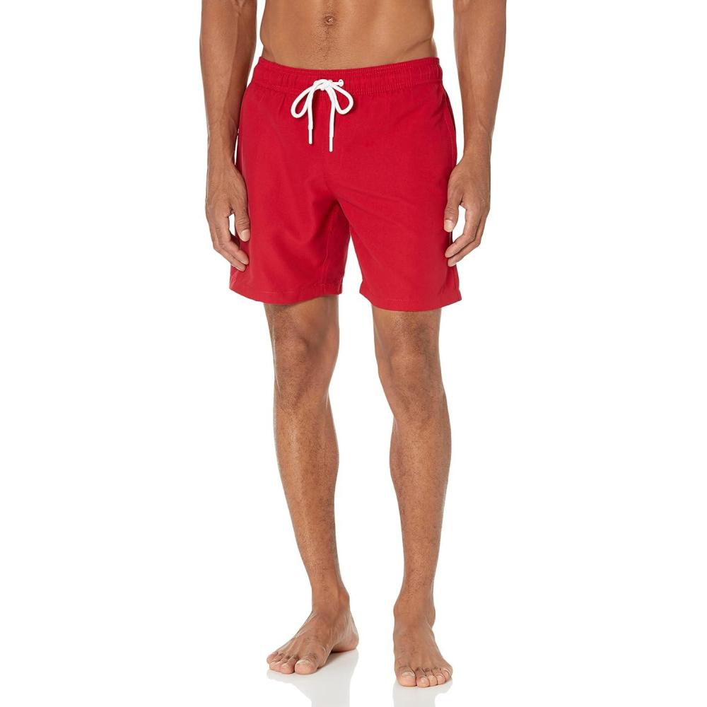 imageAmazon Essentials Mens 7quot QuickDry Swim TrunkRed