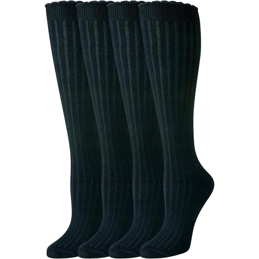 imageAmazon Essentials Womens Comfortable Casual Cotton Knee High Socks 4 PairsBlack