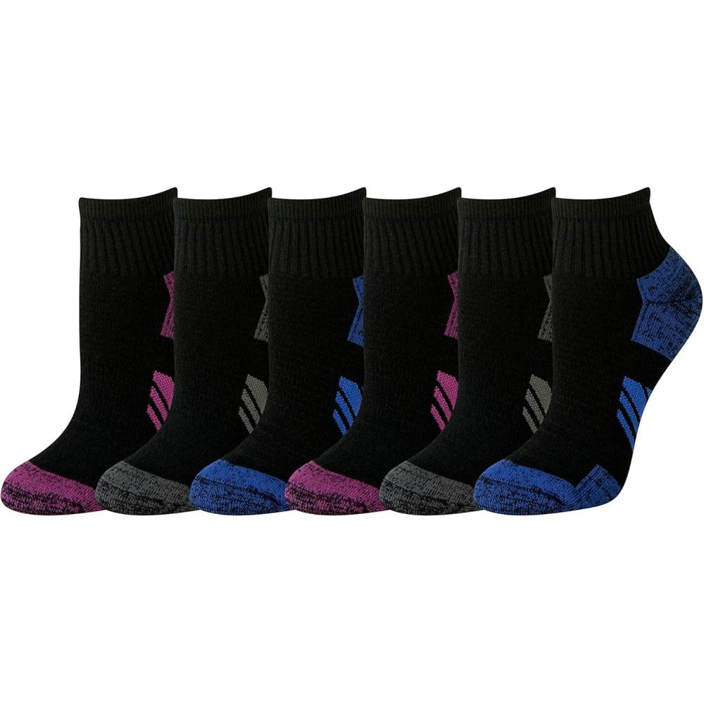 imageAmazon Essentials Womens Performance Comfortable Cotton Cushioned Breathable Athletic Ankle Sports Socks 6 PairsBlackMulti