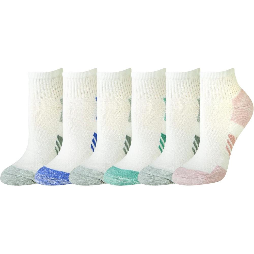 imageAmazon Essentials Womens Performance Comfortable Cotton Cushioned Breathable Athletic Ankle Sports Socks 6 PairsBlueGreyPinkTealWhiteMulti