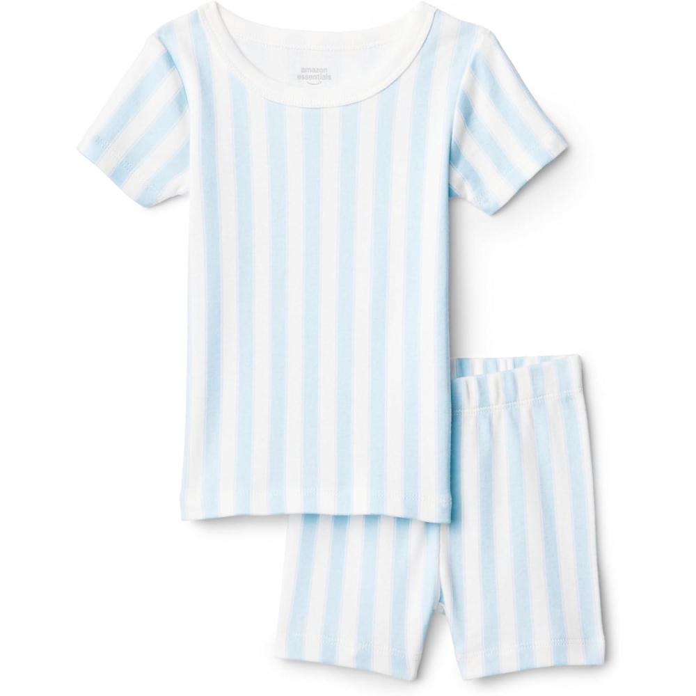 imageAmazon Essentials x Sofia Grainge Mommy and Me Short Sleeve Pajama SetPale Blue Bold Stripe