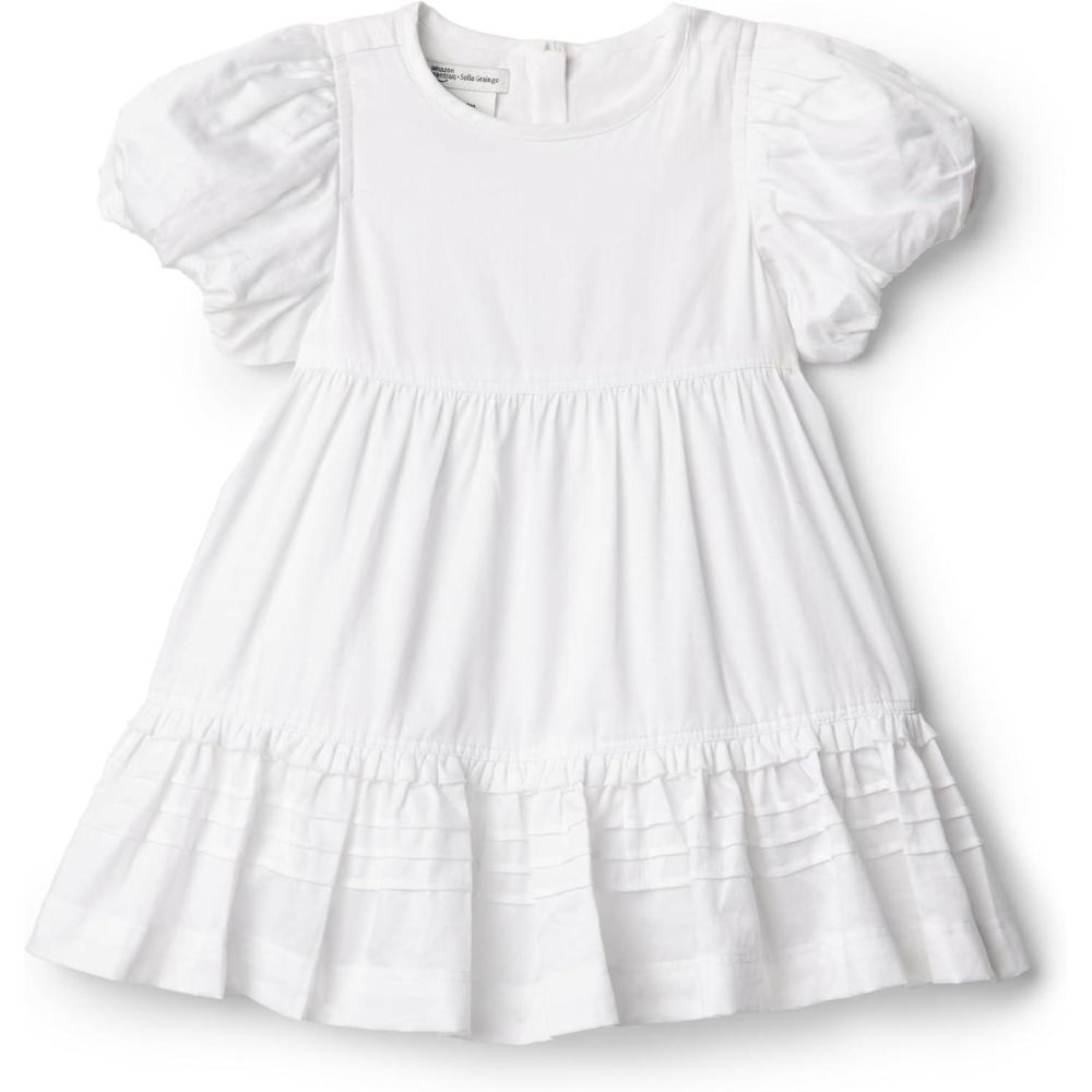 imageAmazon Essentials x Sofia Grainge Toddlers and Baby Girls Puff Sleeve DressWhite