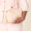 imageAmazon Essentials x Sofia Grainge Womens Quilted Makeup Toiletry Bag Shell Pink Ornate Paisley One Size