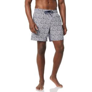 imageAmazon Essentials Mens 7quot QuickDry Swim TrunkNavy White Ditsy Floral