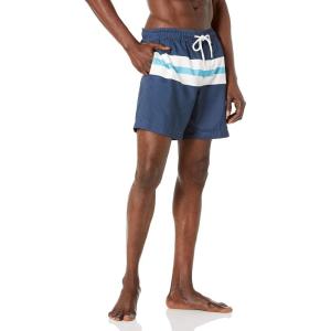 imageAmazon Essentials Mens 7quot QuickDry Swim TrunkNavy White Stripe