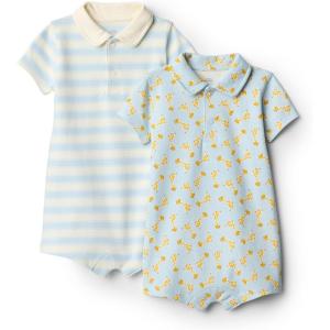 imageAmazon Essentials x Sofia Grainge Baby Boys Short Sleeve Romper Pack of 2GiraffeStripe