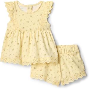 imageAmazon Essentials x Sofia Grainge Toddlers and Baby Girls Eyelet Short ampamp Top SetLight Tan Ditsy Flowers