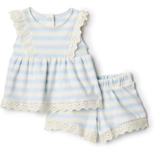 imageAmazon Essentials x Sofia Grainge Toddlers and Baby Girls Eyelet Short ampamp Top SetPale Blue Bold Stripe