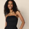 imageAmazon Essentials Womens RegularFit Cotton Sateen Smocked Bodice Midi DressBlack